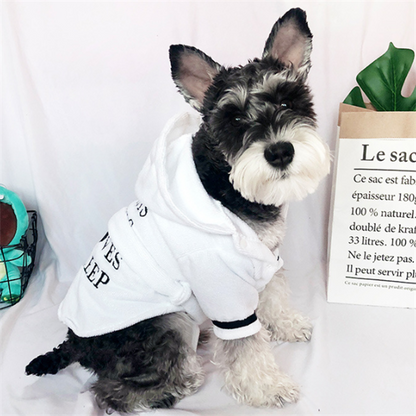 Hooded Pajamas Dog Bathrobe - White Dog Clothing
