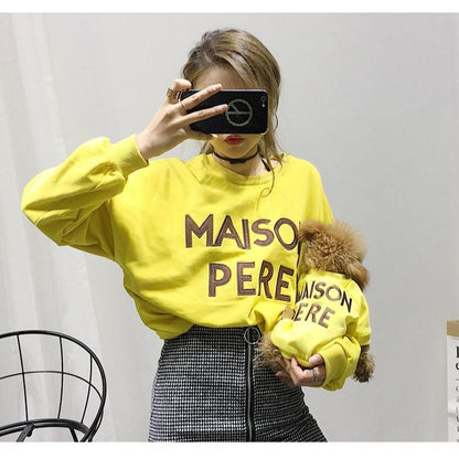 Embroidered Terry Cotton Sweater for Dog Owners